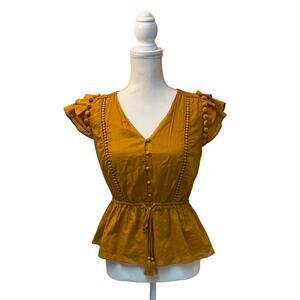 Point Sur for J.Crew New XS $89.50 Gold Yellow Orange Top Boho Blouse